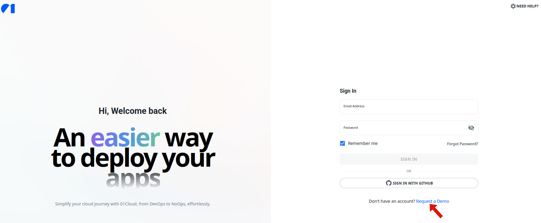 login page