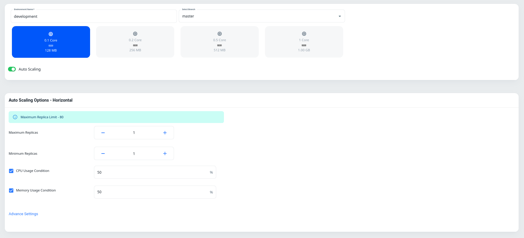 auto scaling options