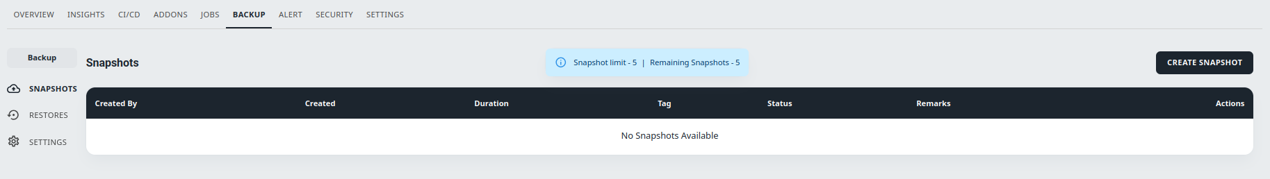 backup snapshots