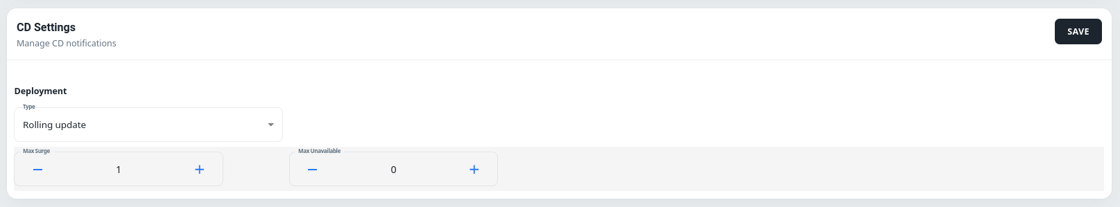 ci/cd CD settings