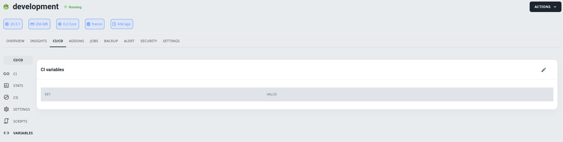 ci/cd CD settings