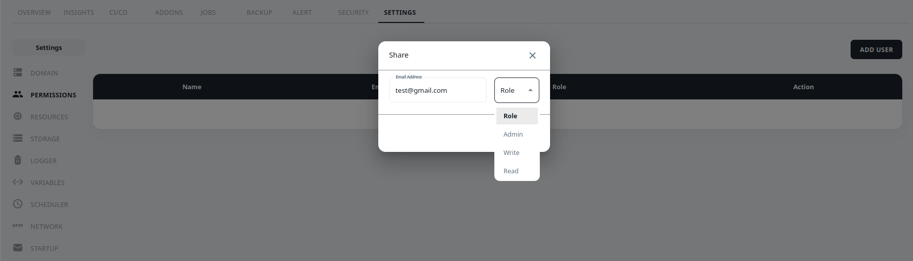 settings permissions add user
