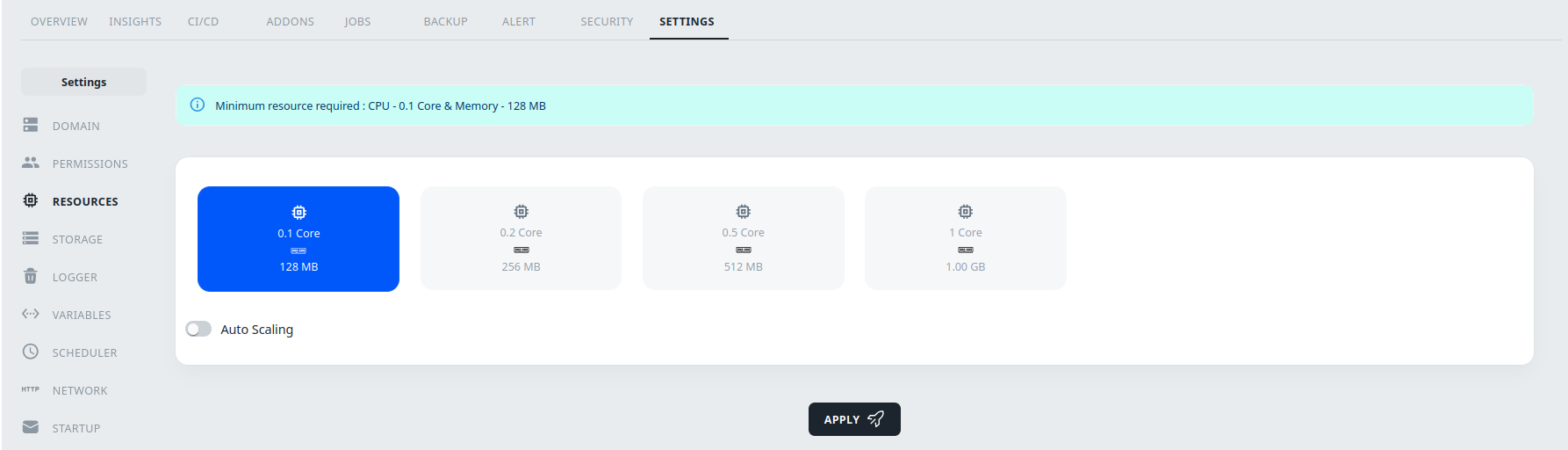 resources settings
