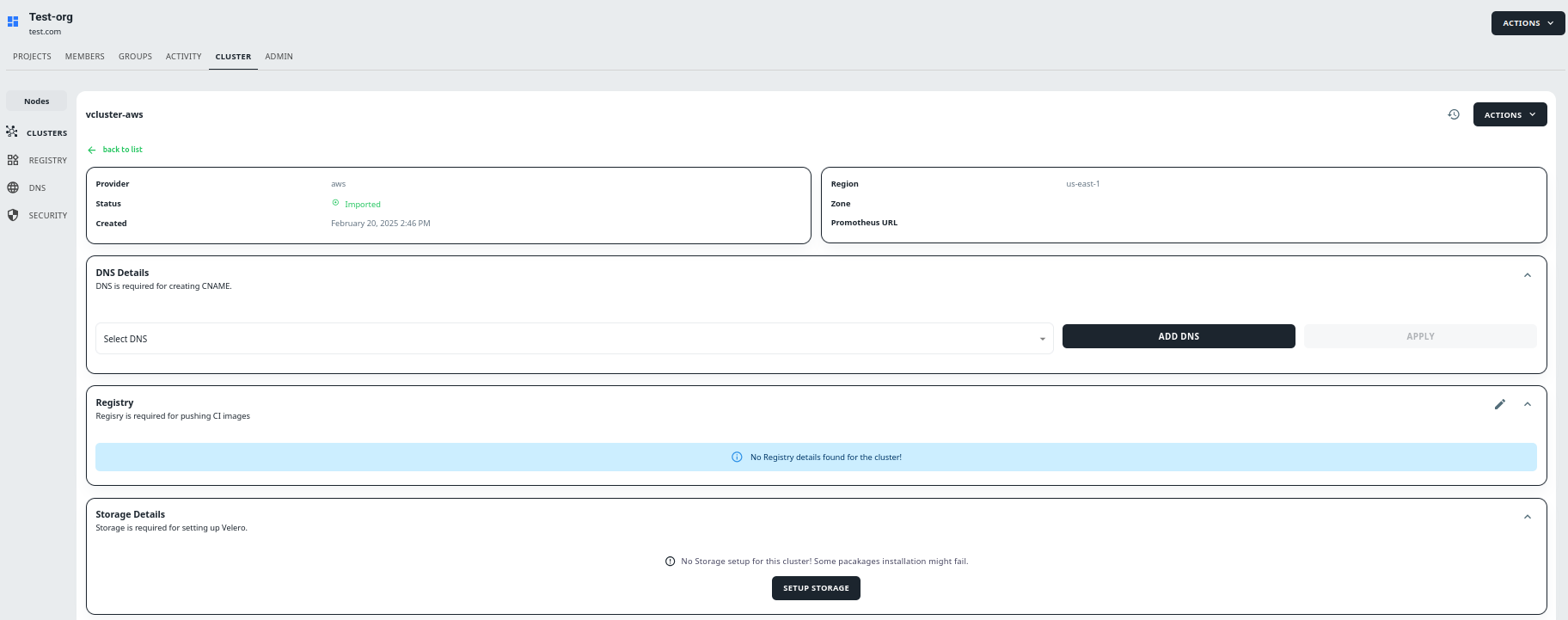 Cluster Dashboard