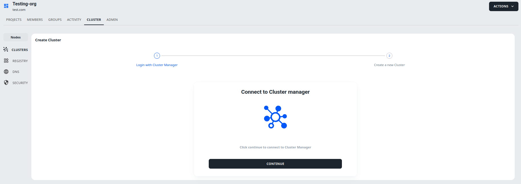 Login with clustermanager