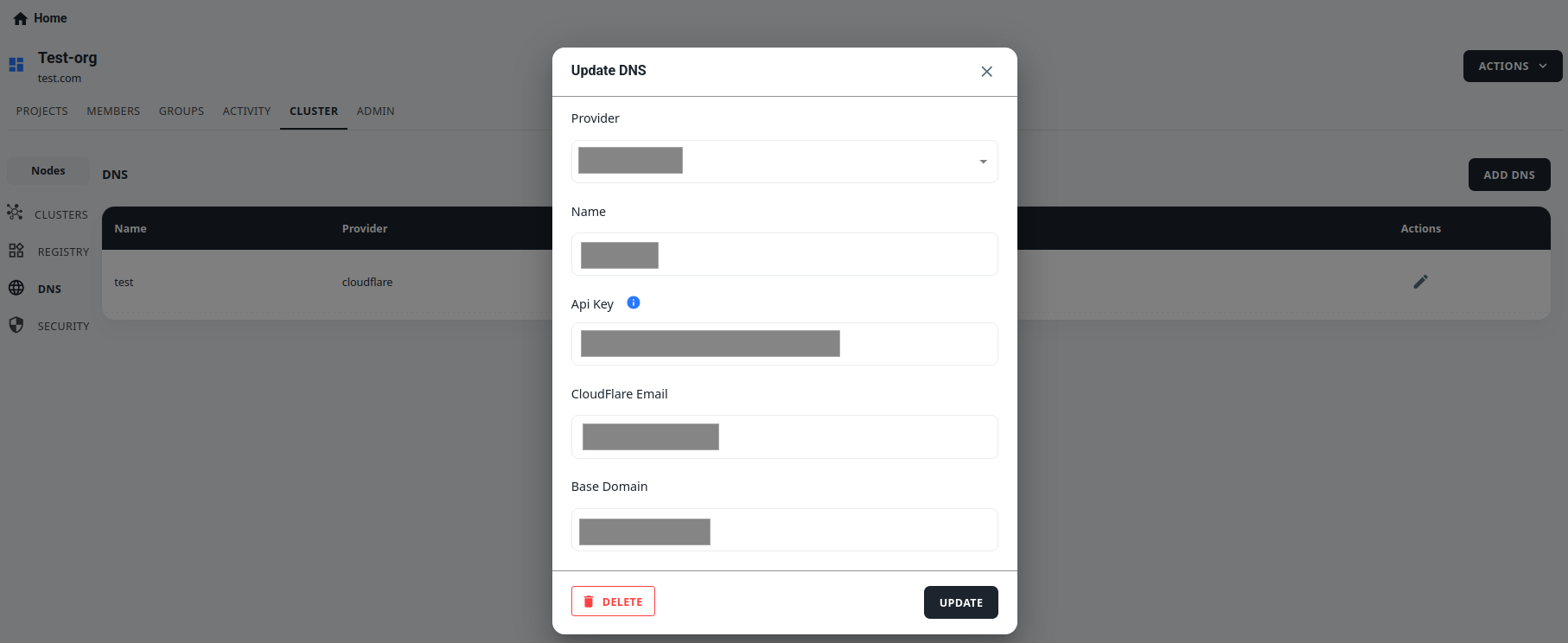 fill values