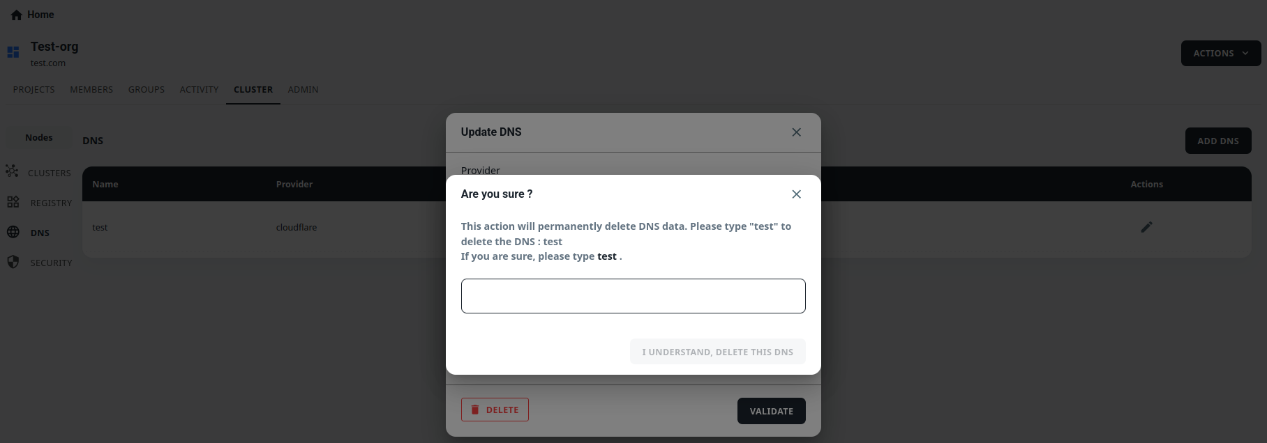 delete dns