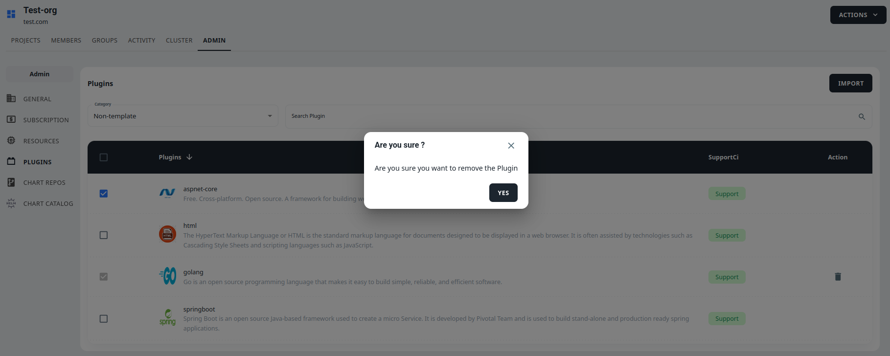 delete plugin