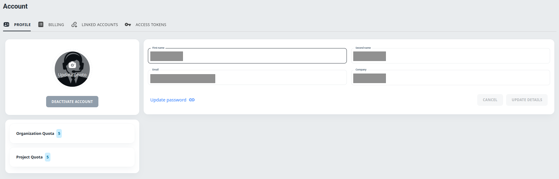 Account Profile Page