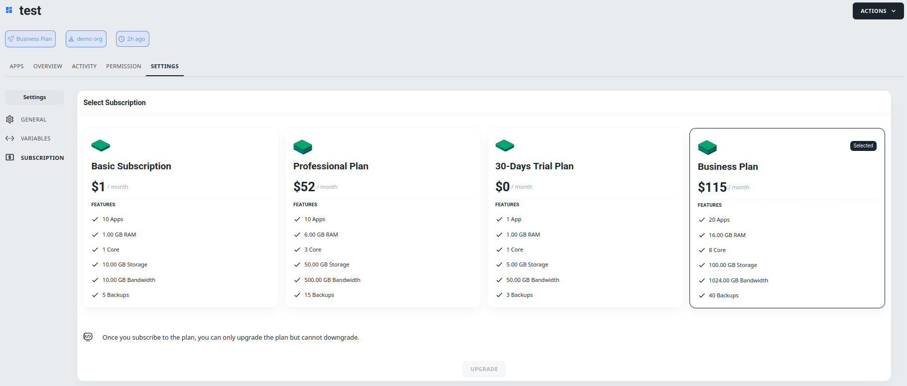 subscription tab